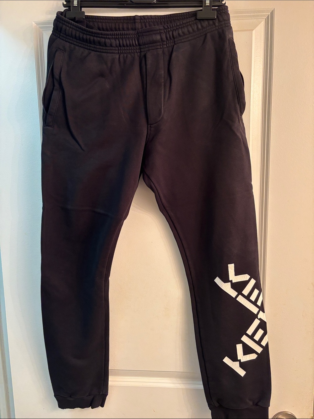 Kenzo Black Jogger Sweatpants with White Logo